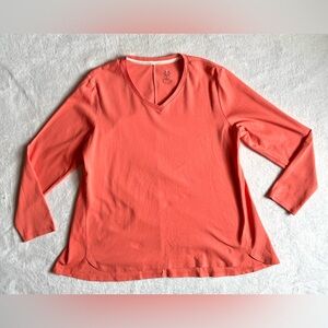 Isaac Mizrahi Live! Essentials LARGE Pima Cotton V-Neck Hi-Low Hem Top